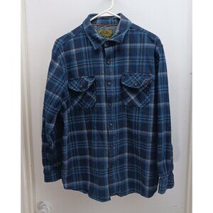 Anchorage Expedition Men's L 16/33 Blue Flannel Plaid Shirt 2 Pockets Cotton GUC